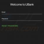 Finestra di accesso UBank falsa visualizzata dal malware FluBot