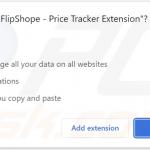 Screenshot dei permessi richiesti dalle estensioni del browser di cookie stuffing (FlipShope - Price Tracker Extension)