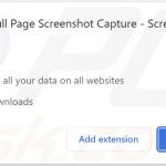 Screenshot dei permessi richiesti dalle estensioni del browser di cookie stuffing (Full Page Screenshot Capture - Screenshotting)