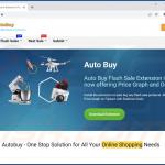 Screenshot di siti Web utilizzati per promuovere le estensioni del browser di cookie stuffing(AutoBuy Flash Sales, Deals, and Coupons)