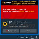 Norton Subscription Has Expired Today truffa pop-up promossa tramite notifiche del browser (esempio 3)