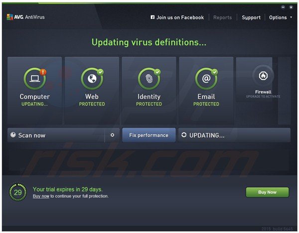 AVG Antivirus 2015 pagina principale