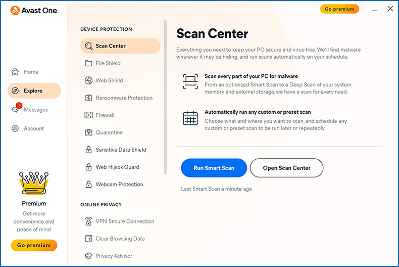 Avast One caratteristiche della scansione