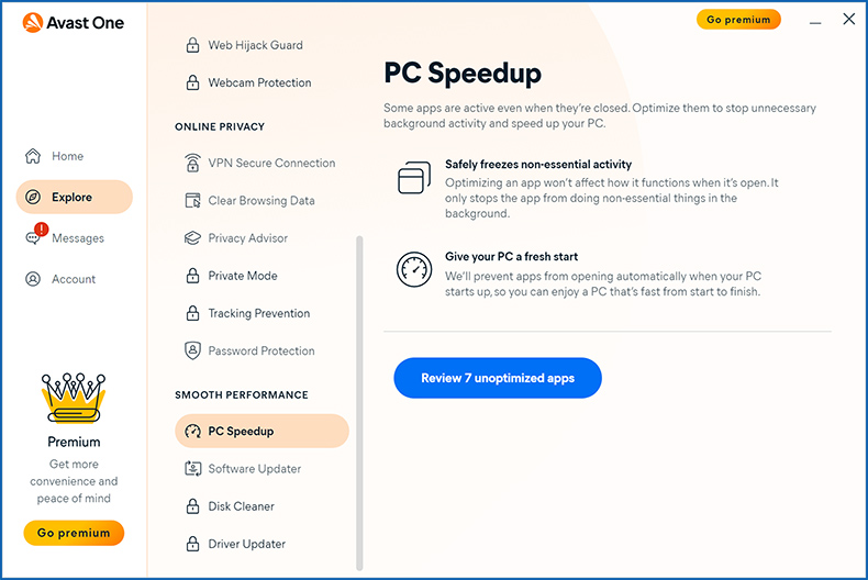 Avast One Accelerazione del PC