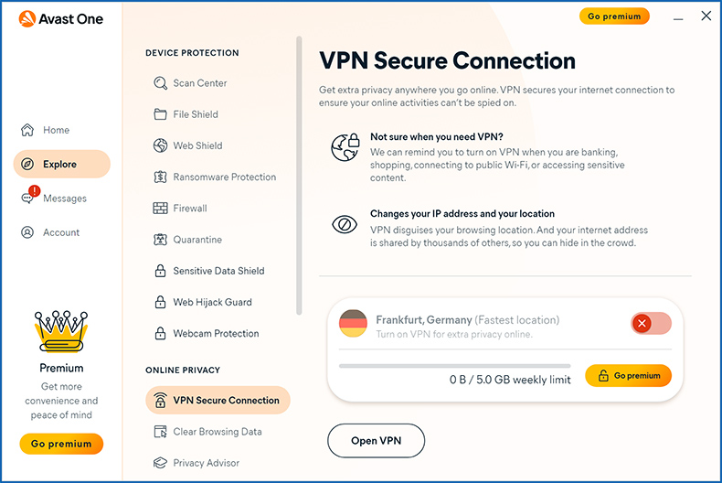 Avast One VPN caratteritiche