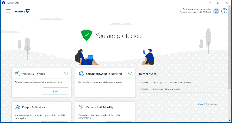 Aspetto di F-Secure Anti-Virus