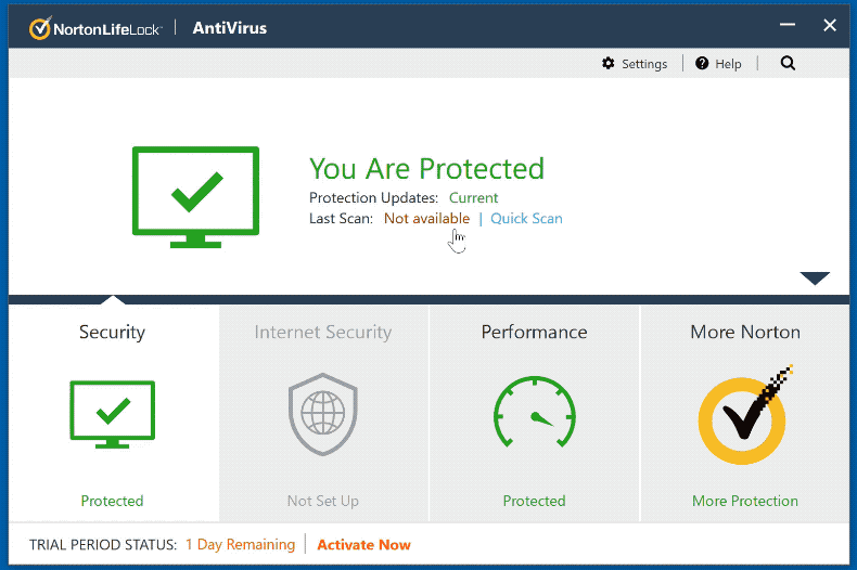 Aspetto Norton AntiVirus Plus (GIF)
