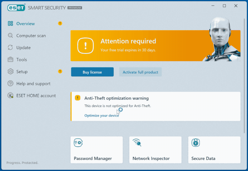 Aspetto di ESET NOD32 Antivirus
