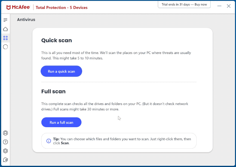 Aspetto di McAfee AntiVirus Plus (GIF)