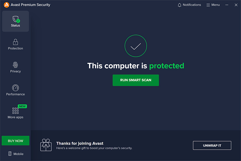 Avast Premium Security Pannello di controllo 