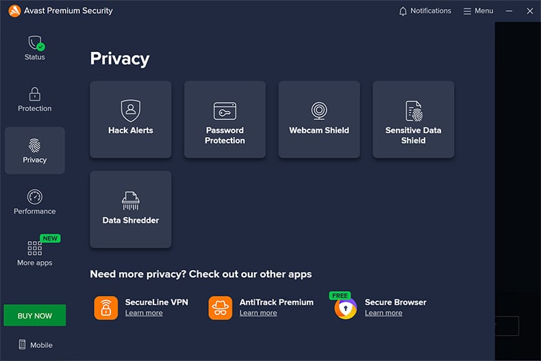 Avast Premium Security sicurezza della privacy
