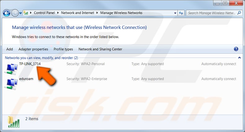 find wi-fi password of a network you previously connected in windows 7 step 3