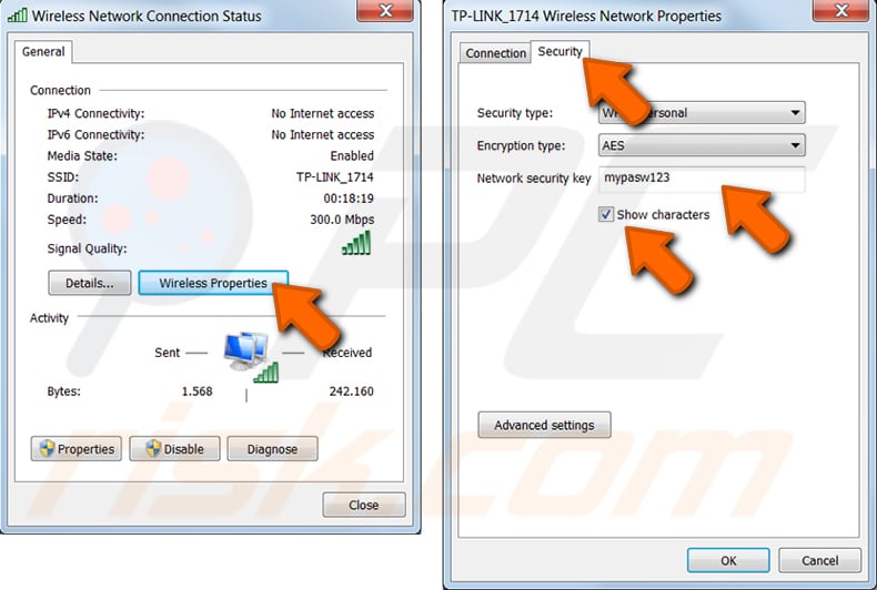 trova la tua password Wi-Fi su un PC Windows in Windows 7 passaggio 3