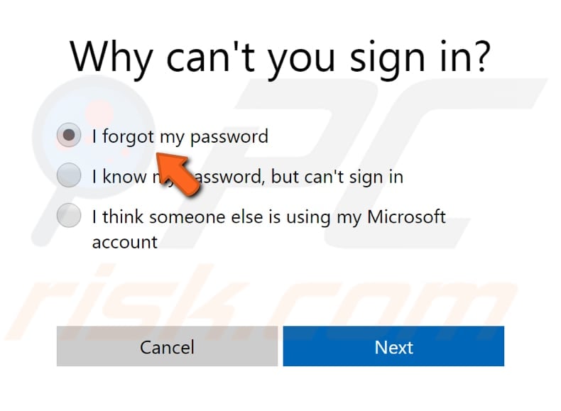 come reimpostare la password di Windows 10 con lo strumento di reimpostazione della password degli account live di microsoft passaggio 1