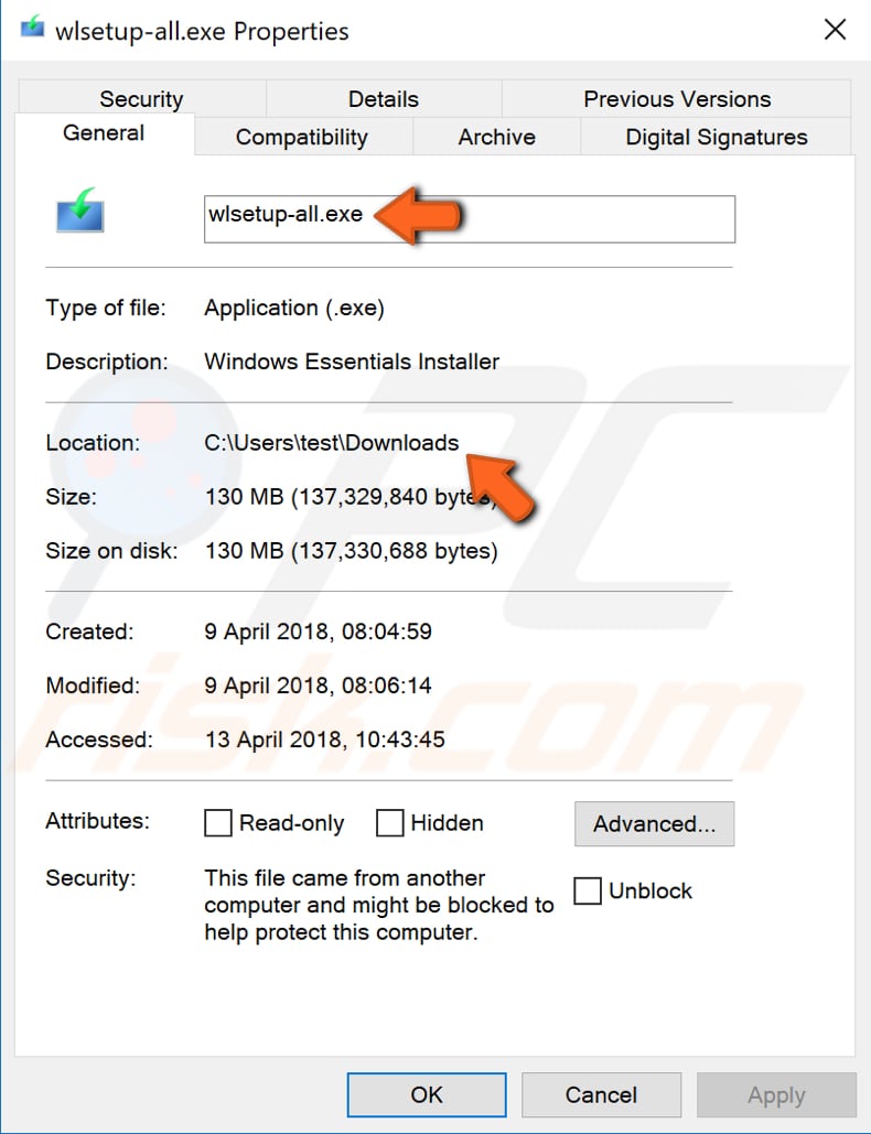 eseguire il file utilizzando il prompt dei comandi, passaggio 2