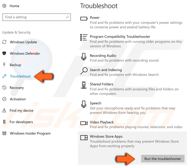 eseguire lo strumento di risoluzione dei problemi di Windows passaggio 2