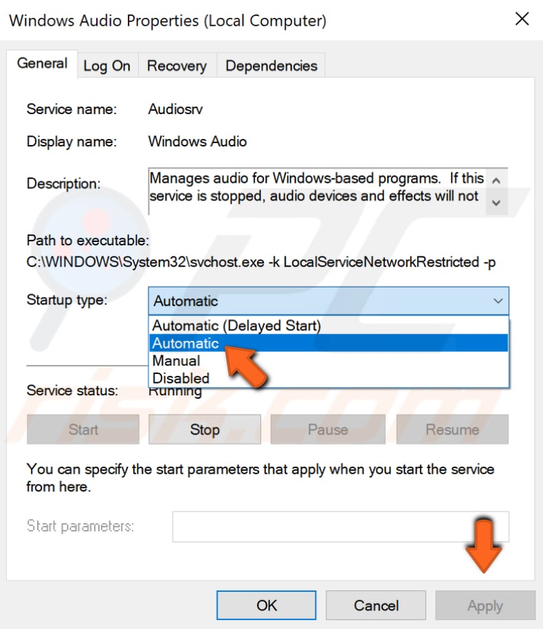 riavviare il servizio audio di Windows passaggio 4