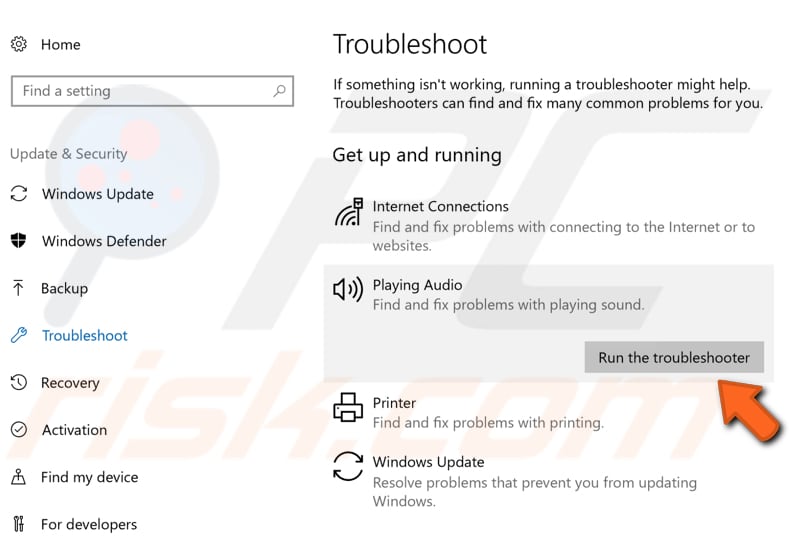 eseguire lo strumento di risoluzione dei problemi di Windows passaggio 2