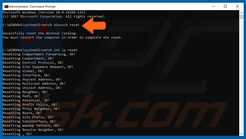 ripristinare tcp/ip passaggio 1