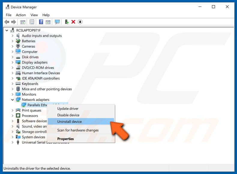 disinstallare il driver dell'adattatore wireless passaggio 2