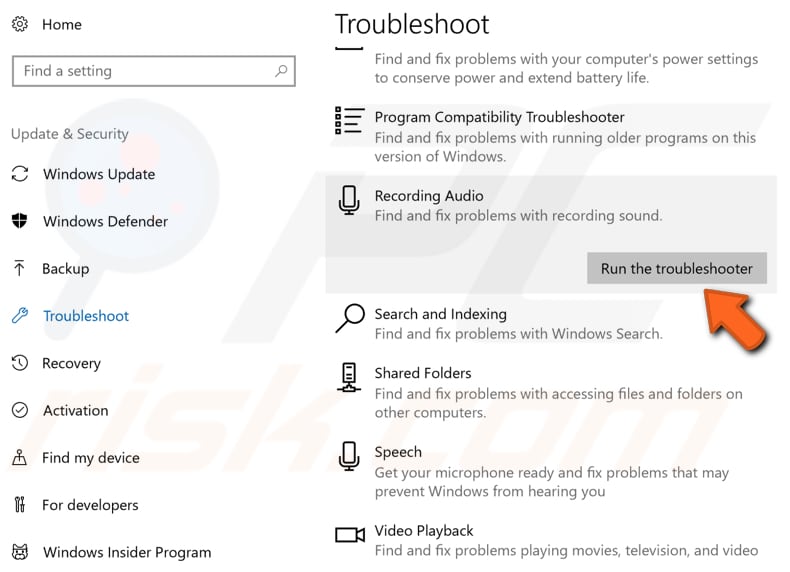 eseguire lo strumento di risoluzione dei problemi di Windows passaggio 2