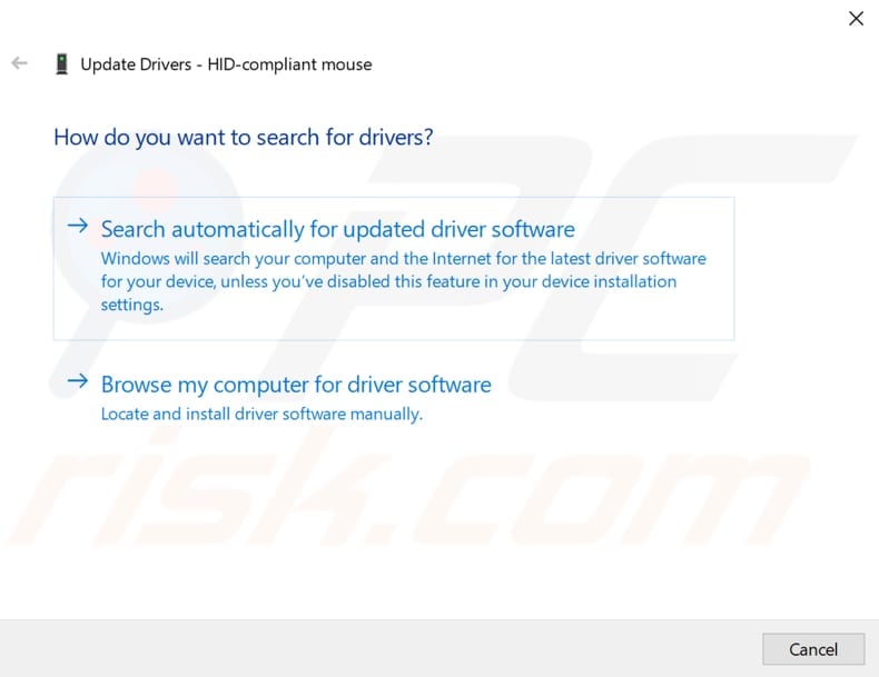 reinstallare o aggiornare il driver del mouse passaggio 3