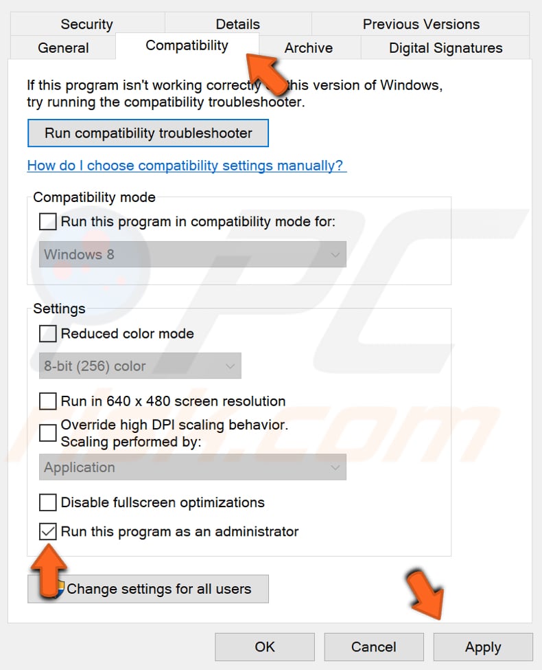 eseguire il programma come amministratore passaggio 2