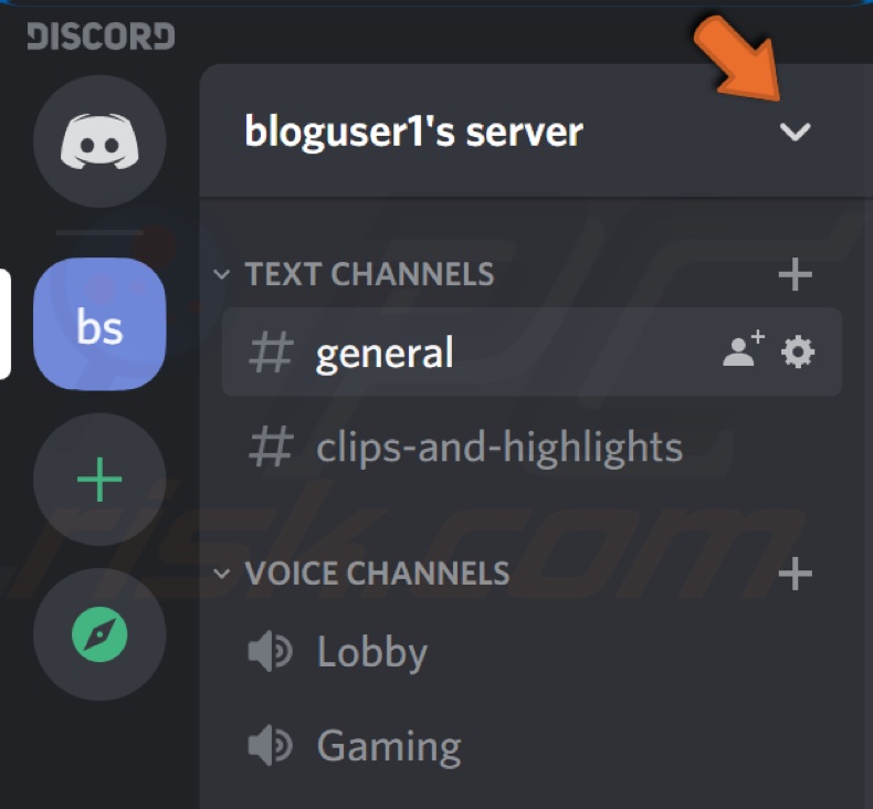 Apri il menu a discesa del tuo server