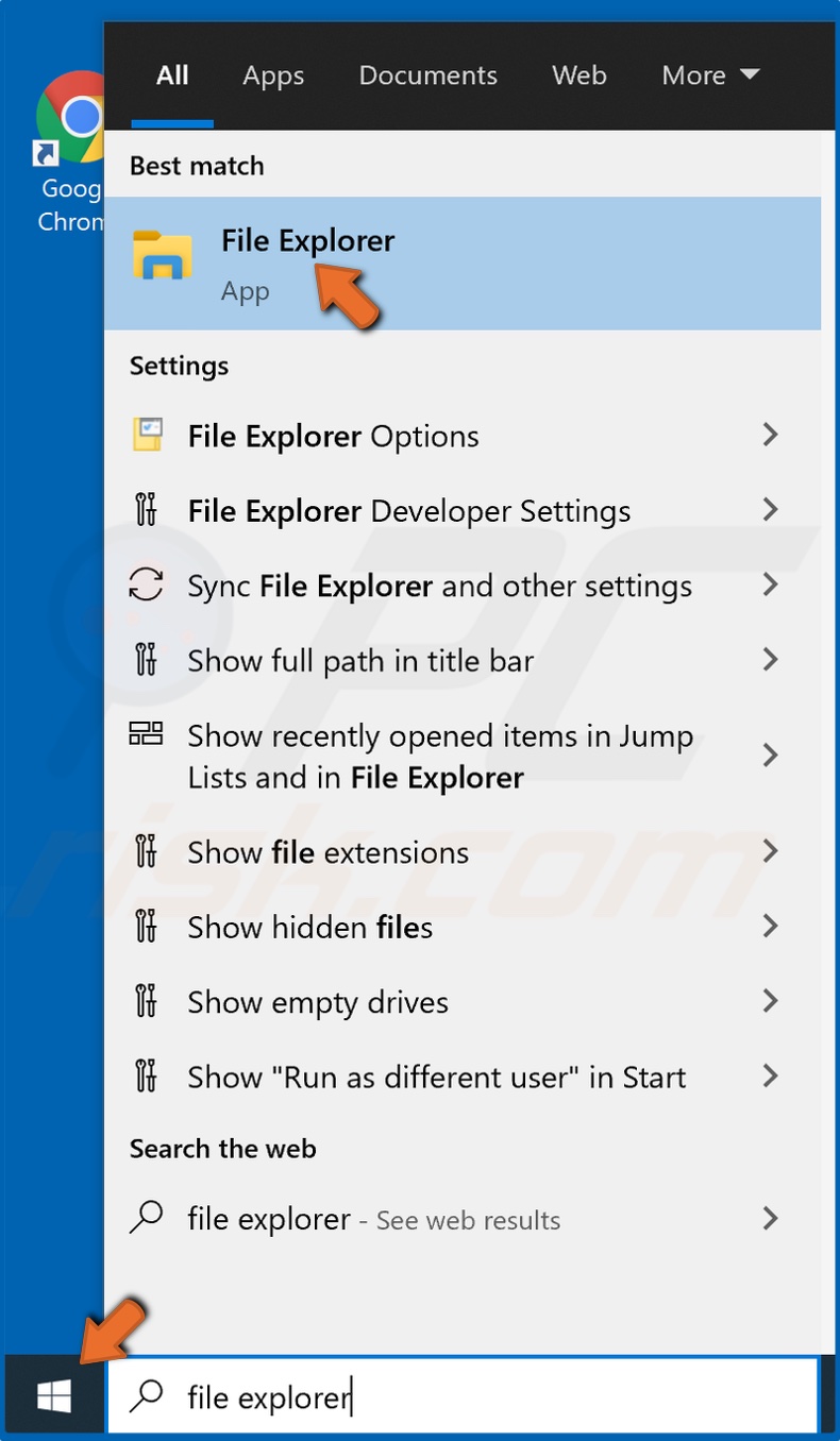 Apri Start e digita Esplora file e fai clic sul risultato