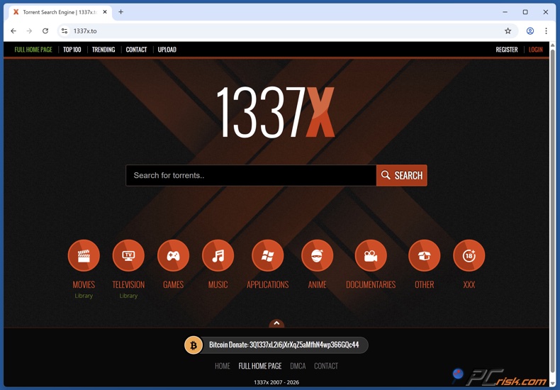 Homepage di 1337x