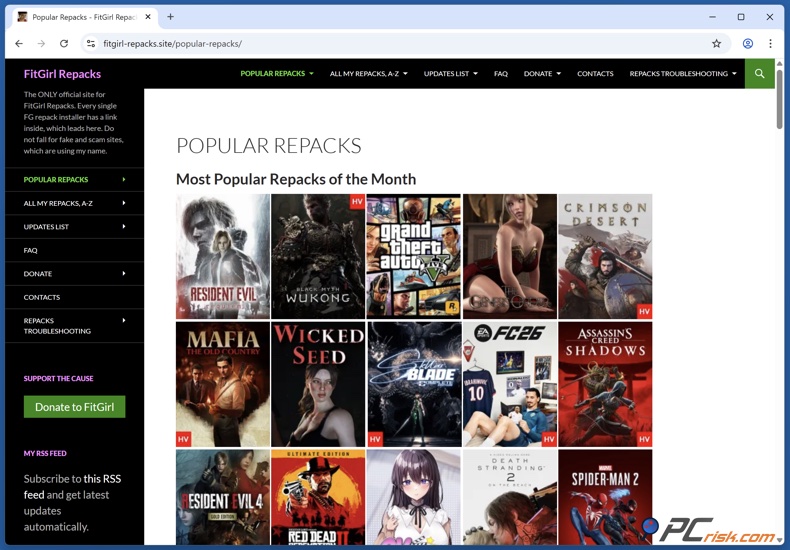 Homepage di FitGirl Repacks