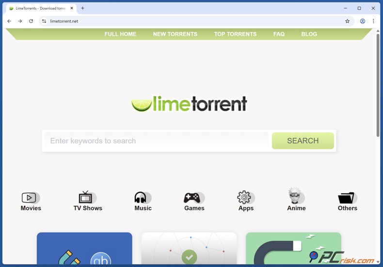 Homepage di LimeTorrents