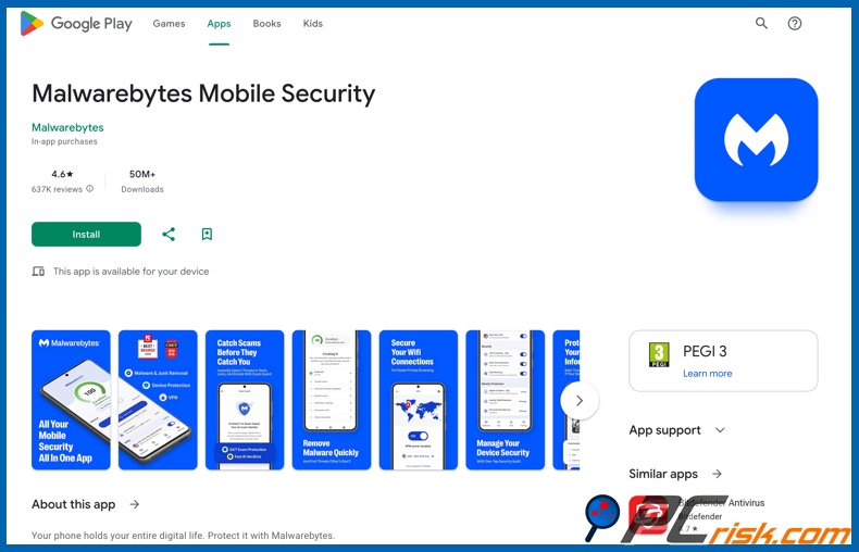 Malwarebytes su Google Play