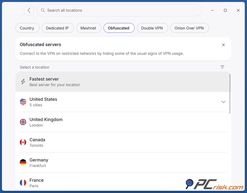 Server offuscati di NordVPN