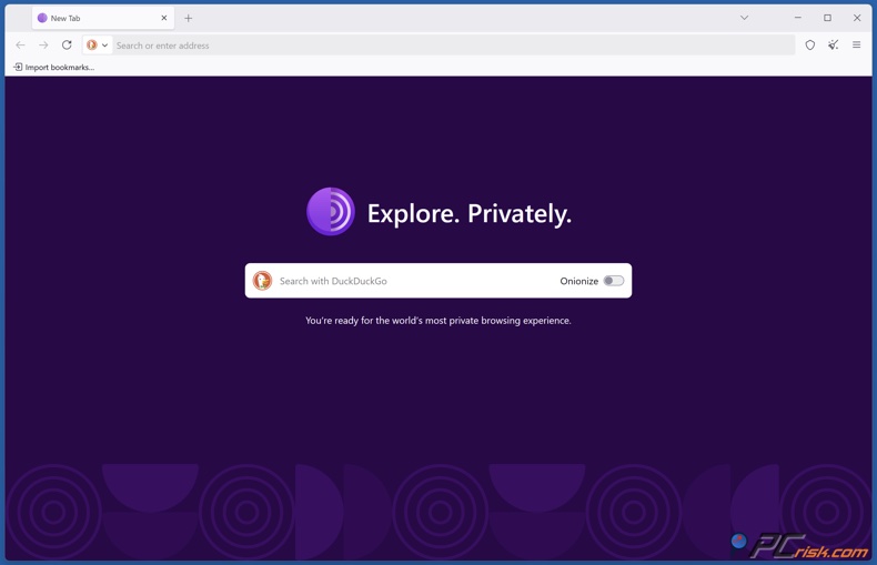 Homepage di Tor Browser