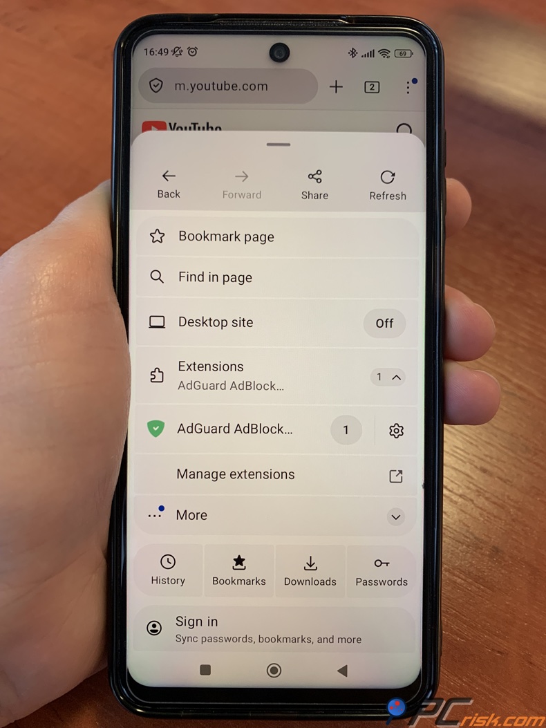 Estensione AdGuard per Firefox su Android