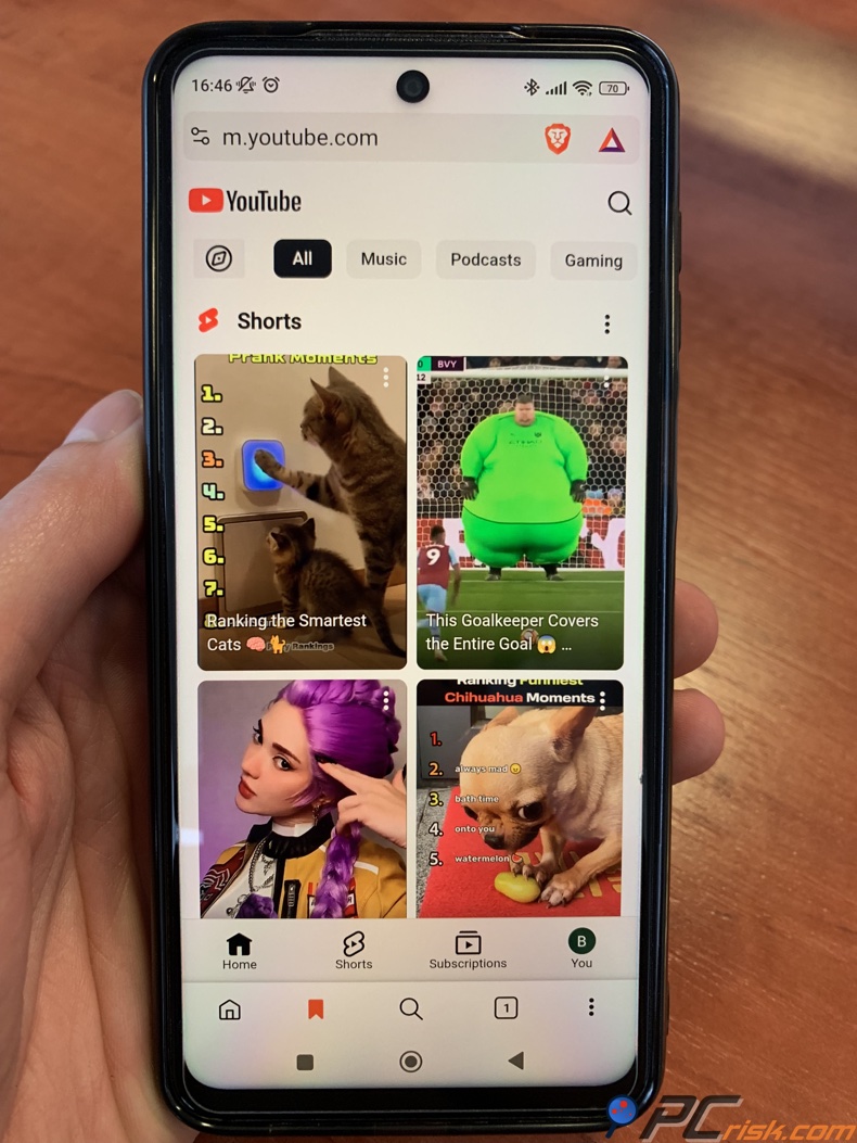 YouTube sul browser Brave