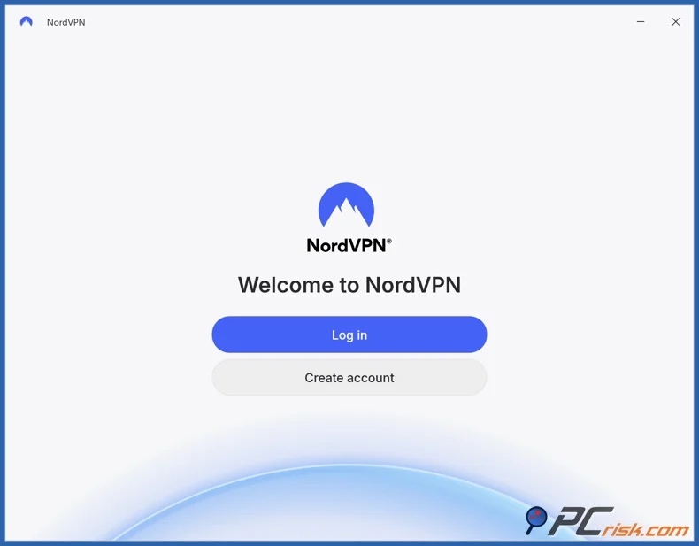 Schermata di accesso di NordVPN