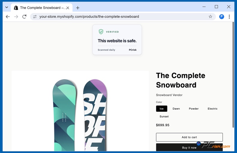 Badge di fiducia nella pagina prodotto di Shopify
