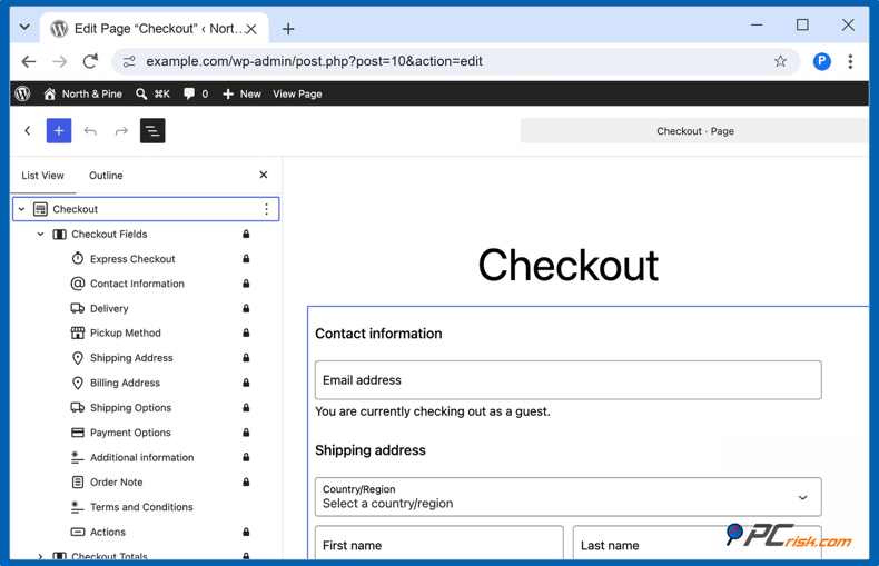 Blocco checkout di WooCommerce