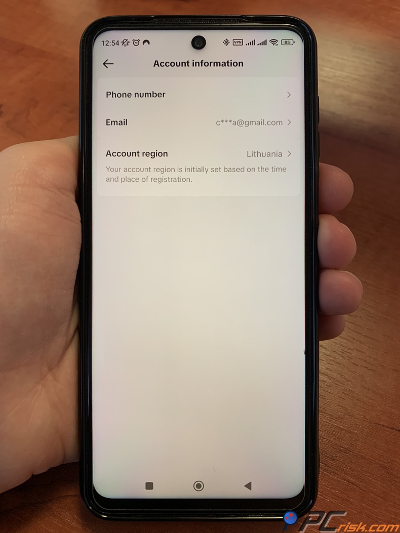 Informazioni account TikTok