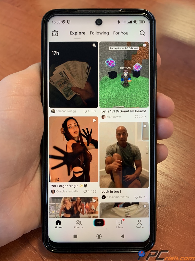 Finestra Esplora di TikTok