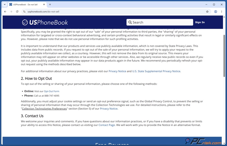 Modulo di disattivazione di USPhoneBook