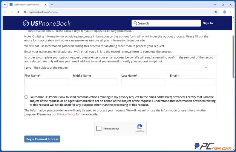 Modulo parziale di USPhoneBook