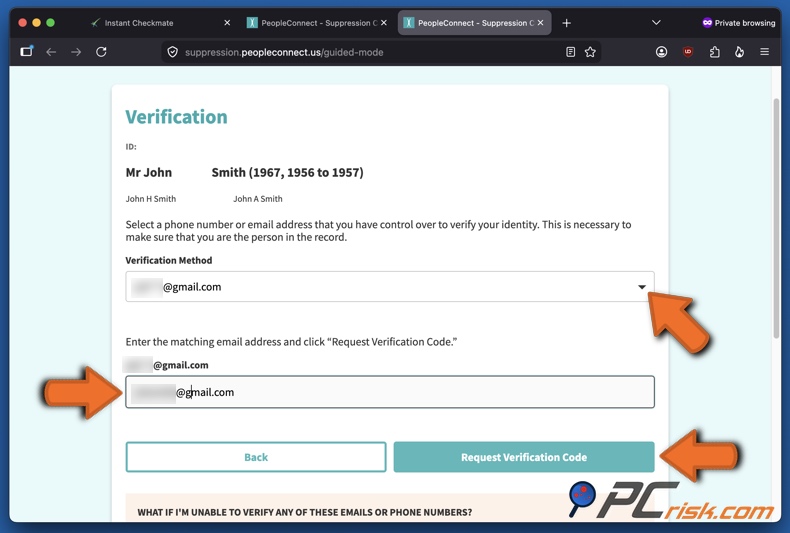 Opt-out da Instant Checkmate 10