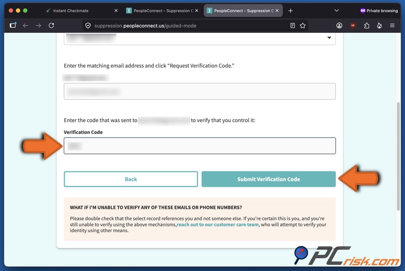 Opt-out da Instant Checkmate 11