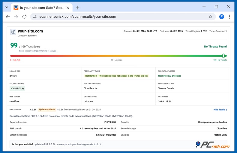 Versione di sicurezza di PHP