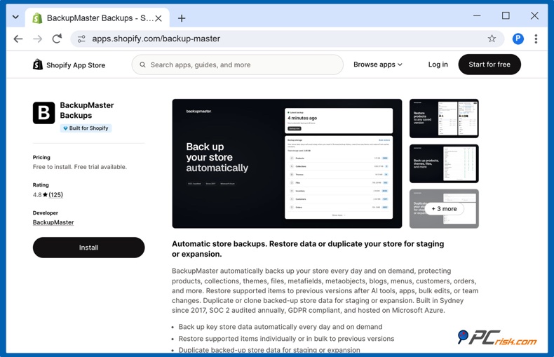 App di backup nello Shopify App Store