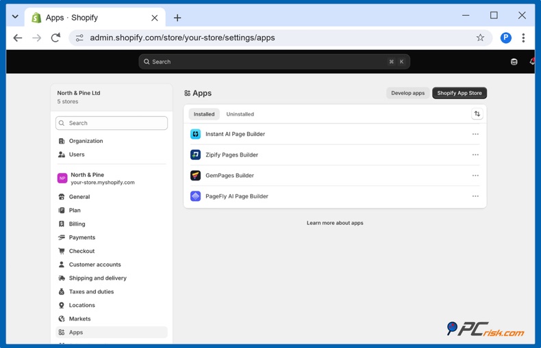 App installate su Shopify
