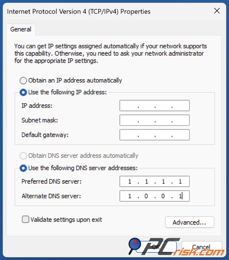 Cambiare indirizzo DNS